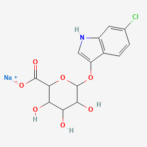 molecular formula C14H13ClNNaO7 B13399753 Sodium (2S,3S,4S,5R,6S)-6-((6-chloro-1H-indol-3-yl)oxy)-3,4,5-trihydroxytetrahydro-2H-pyran-2-carboxylate 