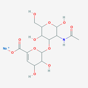 molecular formula C14H20NNaO11 B13399875 sodium;2-[3-acetamido-2,5-dihydroxy-6-(hydroxymethyl)oxan-4-yl]oxy-3,4-dihydroxy-3,4-dihydro-2H-pyran-6-carboxylate 