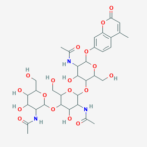molecular formula C34H47N3O18 B13399981 N-[2-[5-acetamido-6-[5-acetamido-4-hydroxy-2-(hydroxymethyl)-6-(4-methyl-2-oxochromen-7-yl)oxyoxan-3-yl]oxy-4-hydroxy-2-(hydroxymethyl)oxan-3-yl]oxy-4,5-dihydroxy-6-(hydroxymethyl)oxan-3-yl]acetamide 