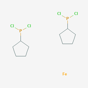 molecular formula C10H18Cl4FeP2 B13400354 dichloro(cyclopentyl)phosphane;iron 