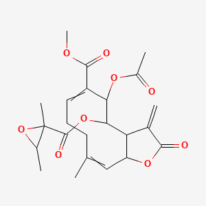 molecular formula C23H28O9 B13400441 Methyl 5-acetyloxy-4-(2,3-dimethyloxirane-2-carbonyl)oxy-10-methyl-3-methylidene-2-oxo-3a,4,5,8,9,11a-hexahydrocyclodeca[b]furan-6-carboxylate 