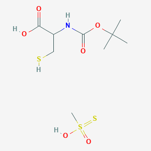 molecular formula C9H19NO6S3 B13400447 Hydroxy-methyl-oxo-sulfanylidene-lambda6-sulfane;2-[(2-methylpropan-2-yl)oxycarbonylamino]-3-sulfanylpropanoic acid 