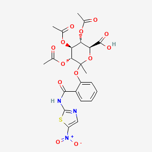 molecular formula C23H23N3O13S B13400478 Methyl 1-[[2-N-(5-Nitrothiazolyl)carboxamido]phenyl]-2,3,4-tri-O-acetyl-|A-D-glucopyranuronate 