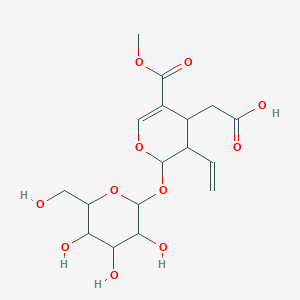 molecular formula C17H24O11 B13400523 2-[3-ethenyl-5-methoxycarbonyl-2-[3,4,5-trihydroxy-6-(hydroxymethyl)oxan-2-yl]oxy-3,4-dihydro-2H-pyran-4-yl]acetic acid 