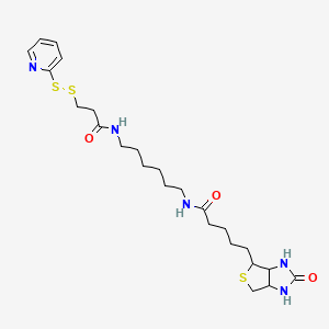 molecular formula C24H37N5O3S3 B13400534 5-(2-oxo-1,3,3a,4,6,6a-hexahydrothieno[3,4-d]imidazol-4-yl)-N-[6-[3-(pyridin-2-yldisulfanyl)propanoylamino]hexyl]pentanamide 