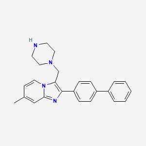 molecular formula C25H26N4 B13400748 2-Biphenyl-4-yl-7-methyl-3-piperazin-1-ylmethylimidazo[1,2-a]pyridine 