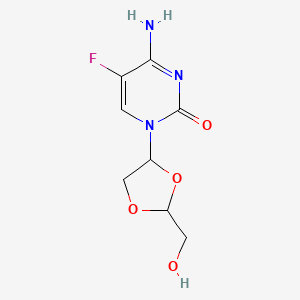 molecular formula C8H10FN3O4 B13400852 4-Amino-5-fluoro-1-[2-(hydroxymethyl)-1,3-dioxolan-4-yl]pyrimidin-2-one 