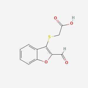 molecular formula C11H8O4S B1340092 [(2-Formyl-1-benzofuran-3-yl)thio]acetic acid CAS No. 41872-96-2
