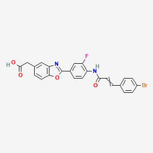 molecular formula C24H16BrFN2O4 B13400924 2-[2-[4-[3-(4-Bromophenyl)prop-2-enoylamino]-3-fluorophenyl]-1,3-benzoxazol-5-yl]acetic acid 