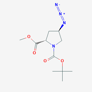 molecular formula C11H18N4O4 B134013 （2S,4R）-4-叠氮基-1,2-吡咯烷二甲酸 1-(1,1-二甲基乙基) 2-甲酯 CAS No. 121147-97-5