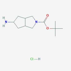 molecular formula C12H23ClN2O2 B13401390 Tert-butyl rel-(3aR,5r,6aS)-5-amino-3,3a,4,5,6,6a-hexahydro-1H-cyclopenta[c]pyrrole-2-carboxylate;hydrochloride 