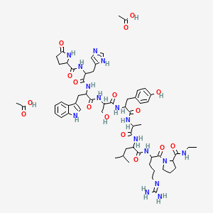 molecular formula C60H86N16O16 B13401417 H-DL-Pyr-DL-His-DL-Trp-DL-Ser-DL-Tyr-DL-Ala-DL-Leu-DL-Arg-DL-Pro-NHEt.2CH3CO2H 