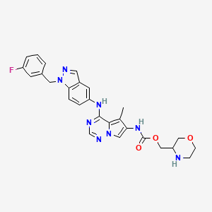 molecular formula C27H27FN8O3 B13401429 morpholin-3-ylmethyl N-[4-[[1-[(3-fluorophenyl)methyl]indazol-5-yl]amino]-5-methylpyrrolo[2,1-f][1,2,4]triazin-6-yl]carbamate 