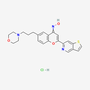 molecular formula C23H24ClN3O3S B13401439 N-[6-(3-morpholin-4-ylpropyl)-2-thieno[3,2-c]pyridin-6-ylchromen-4-ylidene]hydroxylamine;hydrochloride 