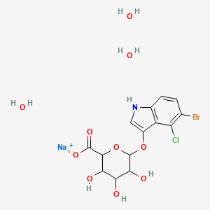 molecular formula C14H18BrClNNaO10 B13401518 Sodium (2S,3S,4S,5R,6S)-6-[(5-bromo-4-chloro-1H-indol-3-YL)oxy]-3,4,5-trihydroxyoxane-2-carboxylate trihydrate 