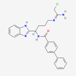 molecular formula C26H26ClN5O B13401597 N-[4-[(1-amino-2-chloroethylidene)amino]-1-(1H-benzimidazol-2-yl)butyl]-4-phenylbenzamide 