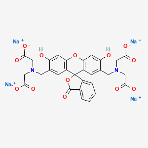 molecular formula C30H22N2Na4O13 B13401899 tetrasodium;2-[[7'-[[bis(carboxylatomethyl)amino]methyl]-3',6'-dihydroxy-3-oxospiro[2-benzofuran-1,9'-xanthene]-2'-yl]methyl-(carboxylatomethyl)amino]acetate 