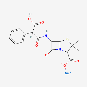 molecular formula C17H17N2NaO6S B13402079 Sodium;6-[(2-carboxy-2-phenylacetyl)amino]-3,3-dimethyl-7-oxo-4-thia-1-azabicyclo[3.2.0]heptane-2-carboxylate 