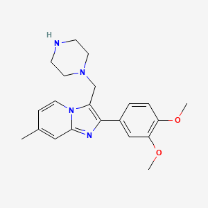 molecular formula C21H26N4O2 B13402082 2-(3,4-Dimethoxyphenyl)-7-methyl-3-piperazin-1-ylmethylimidazo[1,2-a]pyridine 