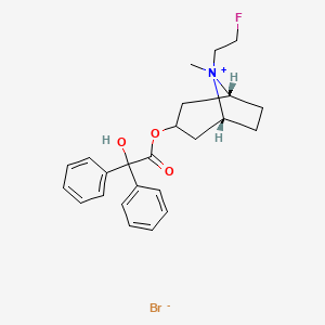 molecular formula C24H29BrFNO3 B13402117 [(1R,5R)-8-(2-fluoroethyl)-8-methyl-8-azoniabicyclo[3.2.1]octan-3-yl] 2-hydroxy-2,2-diphenylacetate;bromide 