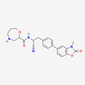 molecular formula C23H24N4O4 B13402120 N-[1-cyano-2-[4-(3-methyl-2-oxo-1,3-benzoxazol-5-yl)phenyl]ethyl]-1,4-oxazepane-2-carboxamide 