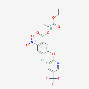 molecular formula C18H14ClF3N2O7 B13402134 (1-Ethoxy-1-oxopropan-2-yl) 5-[3-chloro-5-(trifluoromethyl)pyridin-2-yl]oxy-2-nitrobenzoate 