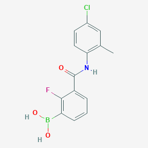 molecular formula C14H12BClFNO3 B13402225 3-(4-Chloro-2-methylphenylcarbamoyl)-2-fluorobenzeneboronic acid 