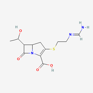 molecular formula C12H17N3O4S B13402256 6-(1-Hydroxyethyl)-3-({2-[(iminomethyl)amino]ethyl}sulfanyl)-7-oxo-1-azabicyclo[3.2.0]hept-2-ene-2-carboxylic acid 