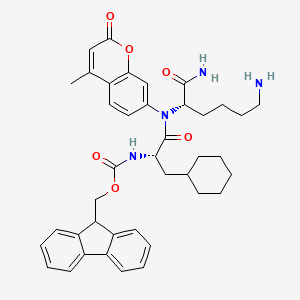 molecular formula C40H46N4O6 B13402342 9H-fluoren-9-ylmethyl N-[(2S)-3-cyclohexyl-1-[[(2S)-1,6-diamino-1-oxohexan-2-yl]-(4-methyl-2-oxochromen-7-yl)amino]-1-oxopropan-2-yl]carbamate 