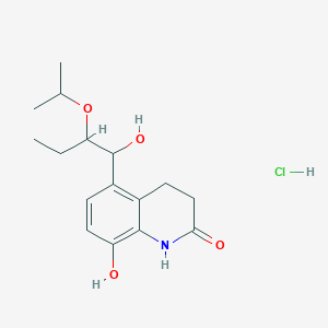 molecular formula C16H24ClNO4 B13402378 8-hydroxy-5-(1-hydroxy-2-propan-2-yloxybutyl)-3,4-dihydro-1H-quinolin-2-one;hydrochloride 