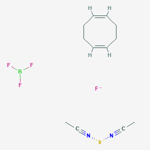 molecular formula C12H18BF4IrN2- B13402477 acetonitrile;(1Z,5Z)-cycloocta-1,5-diene;iridium;trifluoroborane;fluoride 