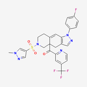molecular formula C27H22F4N6O3S B13402594 [1-(4-fluorophenyl)-6-(1-methylpyrazol-4-yl)sulfonyl-4,5,7,8-tetrahydropyrazolo[3,4-g]isoquinolin-4a-yl]-[4-(trifluoromethyl)pyridin-2-yl]methanone 