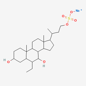 molecular formula C25H43NaO6S B13402611 sodium;3-(6-ethyl-3,7-dihydroxy-10,13-dimethyl-2,3,4,5,6,7,8,9,11,12,14,15,16,17-tetradecahydro-1H-cyclopenta[a]phenanthren-17-yl)butyl sulfate 