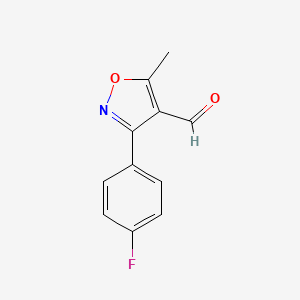 molecular formula C11H8FNO2 B1340263 3-(4-Fluorophenyl)-5-methylisoxazole-4-carboxaldehyde CAS No. 869496-66-2