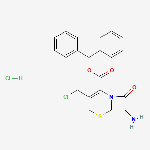 molecular formula C21H20Cl2N2O3S B13402658 Benzhydryl 7-amino-3-(chloromethyl)-8-oxo-5-thia-1-azabicyclo[4.2.0]oct-2-ene-2-carboxylate;hydrochloride 