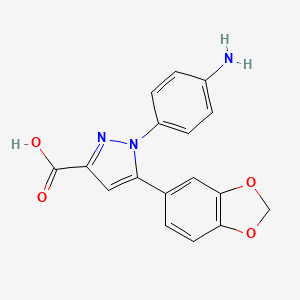 molecular formula C17H13N3O4 B1340266 1-(4-Amino-phenyl)-5-benzo[1,3]dioxol-5-YL-1H-pyrazole-3-carboxylic acid CAS No. 957505-46-3