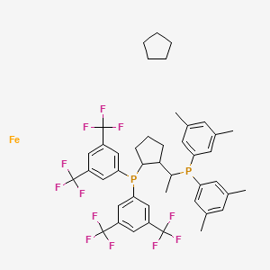 molecular formula C44H46F12FeP2 B13402663 (R)-1-[(R)-2-[Bis[3,5-bis(trifluoromethyl)phenyl]phosphino]ferrocenyl]ethyldi(3,5-xylyl)phosphine 