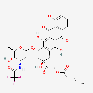 molecular formula C34H36F3NO13 B13402676 [2-oxo-2-[(2S,4S)-2,5,12-trihydroxy-4-[(4S,5S,6S)-5-hydroxy-6-methyl-4-[(2,2,2-trifluoroacetyl)amino]oxan-2-yl]oxy-7-methoxy-6,11-dioxo-3,4-dihydro-1H-tetracen-2-yl]ethyl] pentanoate 