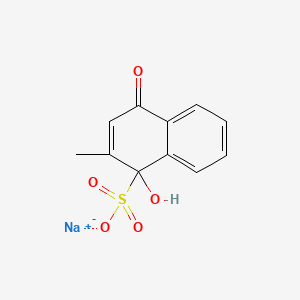 molecular formula C11H9NaO5S B13402858 Sodium;1-hydroxy-2-methyl-4-oxonaphthalene-1-sulfonate CAS No. 99332-89-5