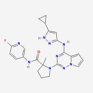 molecular formula C23H24FN9O B13402882 1-[4-[(5-cyclopropyl-1H-pyrazol-3-yl)amino]pyrrolo[2,1-f][1,2,4]triazin-2-yl]-N-(6-fluoropyridin-3-yl)-2-methylpyrrolidine-2-carboxamide 