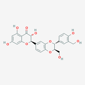 molecular formula C25H22O10 B13402932 (2R,3R)-3,5,7-trihydroxy-2-[(2R,3R)-3-[4-hydroxy-3-(hydroxymethyl)phenyl]-2-(hydroxymethyl)-2,3-dihydro-1,4-benzodioxin-6-yl]-2,3-dihydrochromen-4-one 