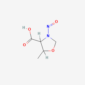 molecular formula C5H8N2O4 B13402934 5-methyl-3-nitroso-1,3-oxazolidine-4-carboxylic Acid CAS No. 95326-11-7