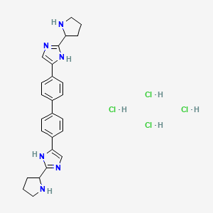 molecular formula C26H32Cl4N6 B13403006 2-pyrrolidin-2-yl-5-[4-[4-(2-pyrrolidin-2-yl-1H-imidazol-5-yl)phenyl]phenyl]-1H-imidazole;tetrahydrochloride 