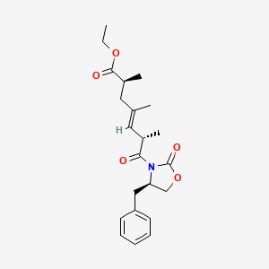 molecular formula C22H29NO5 B13403412 (2S,4E,6S)-2,4,6-Trimethyl-7-oxo-7-[(4S)-2-oxo-4-(phenylmethyl)-3-oxazolidinyl]-4-heptenoic Acid Ethyl Ester 