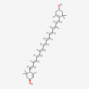 molecular formula C40H56O2 B13403420 (1S)-4-[(1E,3E,5E,7E,9E,11E,13E,15E,17E)-18-[(1S,4S)-4-hydroxy-2,6,6-trimethylcyclohex-2-en-1-yl]-3,7,12,16-tetramethyloctadeca-1,3,5,7,9,11,13,15,17-nonaenyl]-3,5,5-trimethylcyclohex-3-en-1-ol 