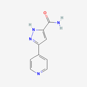 molecular formula C9H8N4O B13403446 3-(pyridin-4-yl)-1H-pyrazole-5-carboxamide 