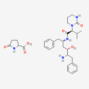 molecular formula C32H45N5O6 B13403497 N-(4-Amino-1-benzyl-3-hydroxy-5-phenyl-pentyl)-3-methyl-2-(2-oxo-tetrahydro-pyrimidin-1-yl) 