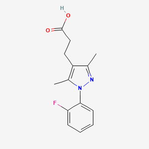 molecular formula C14H15FN2O2 B1340351 3-[1-(2-Fluorophenyl)-3,5-dimethyl-1H-pyrazol-4-YL]propanoic acid 