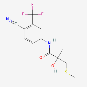molecular formula C13H13F3N2O2S B13403532 N-[4-Cyano-3-(trifluoromethyl)phenyl]-2-hydroxy-2-methyl-3-(methylthio)propanamide 