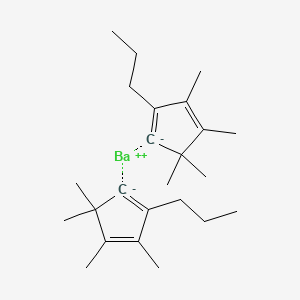 molecular formula C24H38Ba B13403644 Bisnpropyltetramethylcyclopentadienylbariumviscousyellowliq 